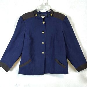 Susan Graver Women’s Navy Blue and Brown Softshell Lined Short Jacket 3XL